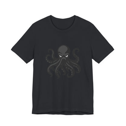 Dark Theme Octopus Graphic T-Shirt – Fierce Grayscale Tentacle Design on Black Tee with Bold Energy and Modern Ghost Effect. Unisex Jersey Short Sleeve Tee