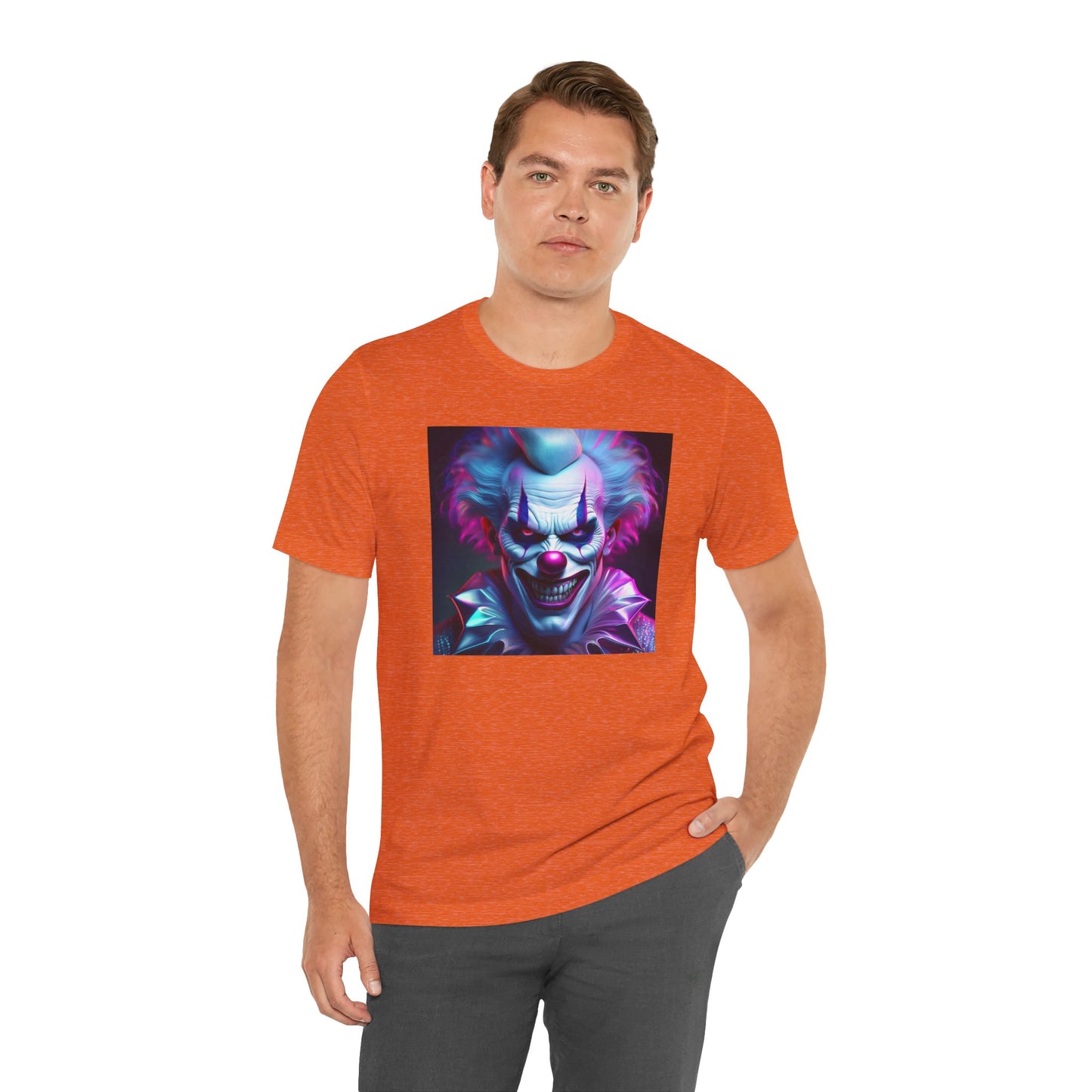 Scary Clown Halloween Shirt – Creepy Evil Clown Face Graphic Tee for Horror Fans. Unisex Jersey Short Sleeve Tee