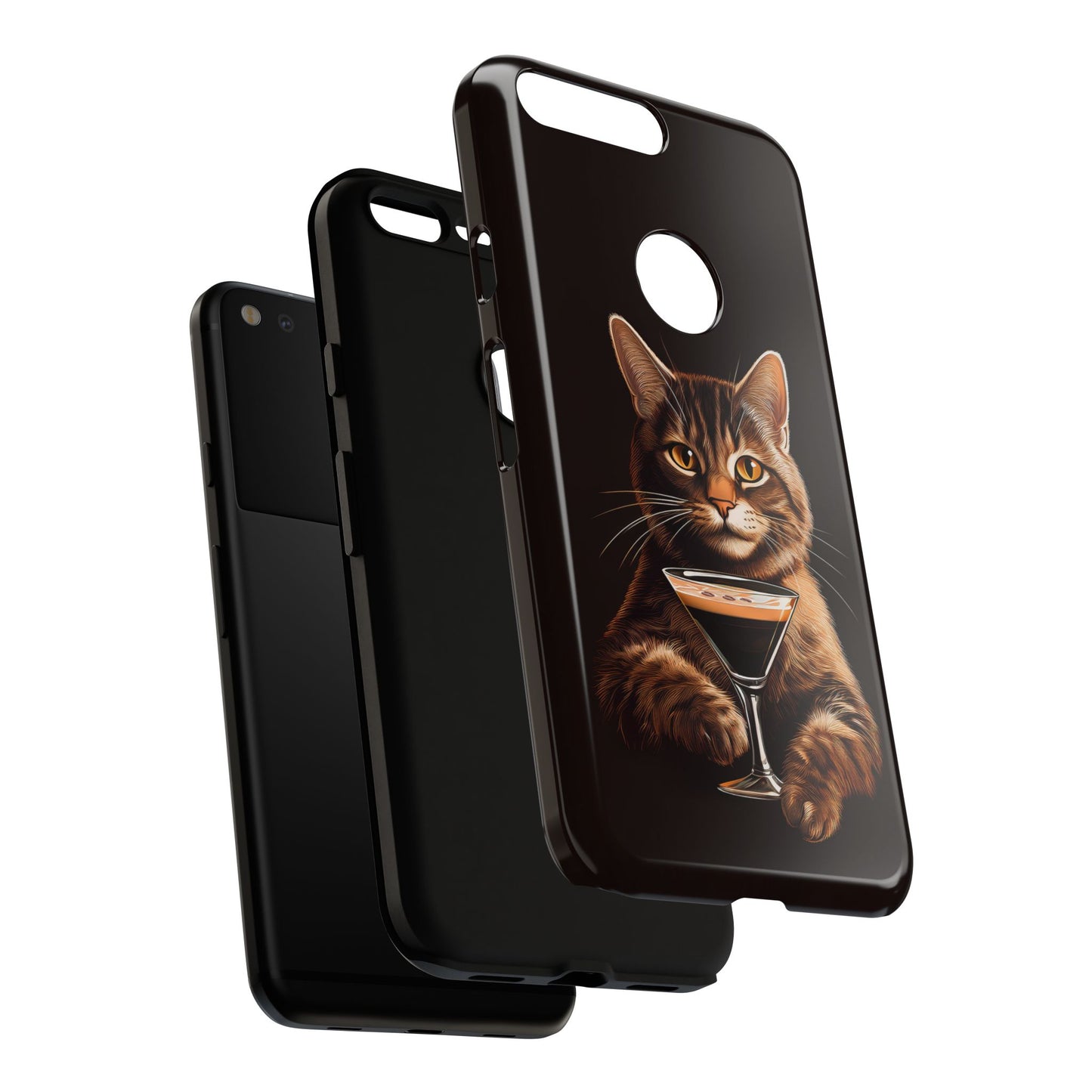 Sophisticated Cat with Espresso Martini Cell Phone Case 001