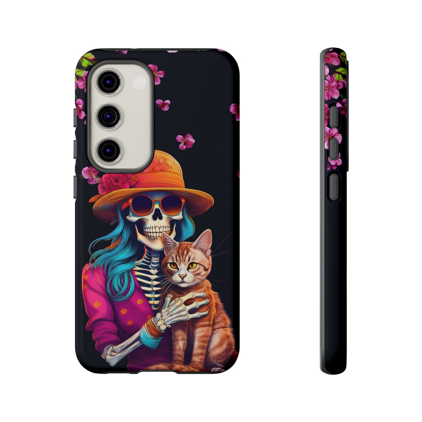 Skeleton holding a Cat Cell Phone Case 001