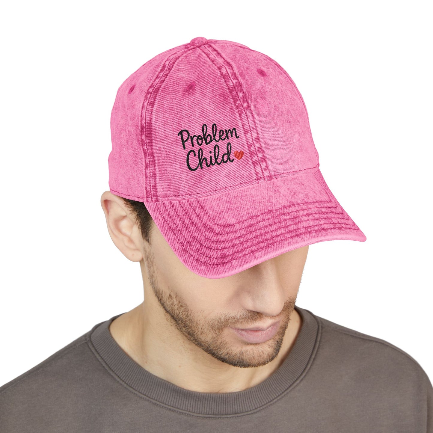 Problem Child Vintage Hat – Bold Script Hat with Red Heart for the Unruly and Unapologetic