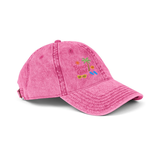 Beach Girl Vintage Hat – Colorful Embroidered Palm Tree Hat for Sun-Loving Women