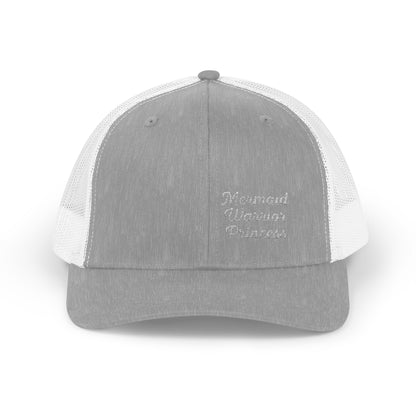 Mermaid Warrior Princess Trucker Hat – Embroidered Bold Text Hat for Magical Queens. White Letters