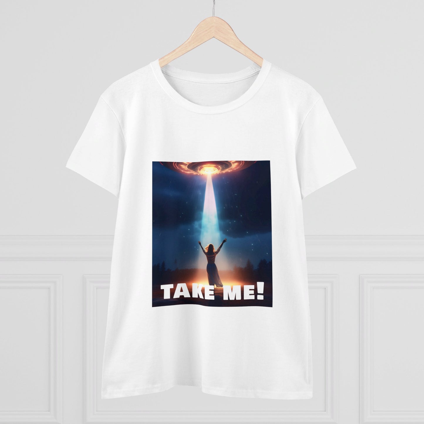 Take me! on your Alien ship. Women's Midweight Cotton Tee