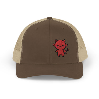 Lil Devil Trucker Hat – Embroidered Cute Mischief Hat with Kawaii Devil