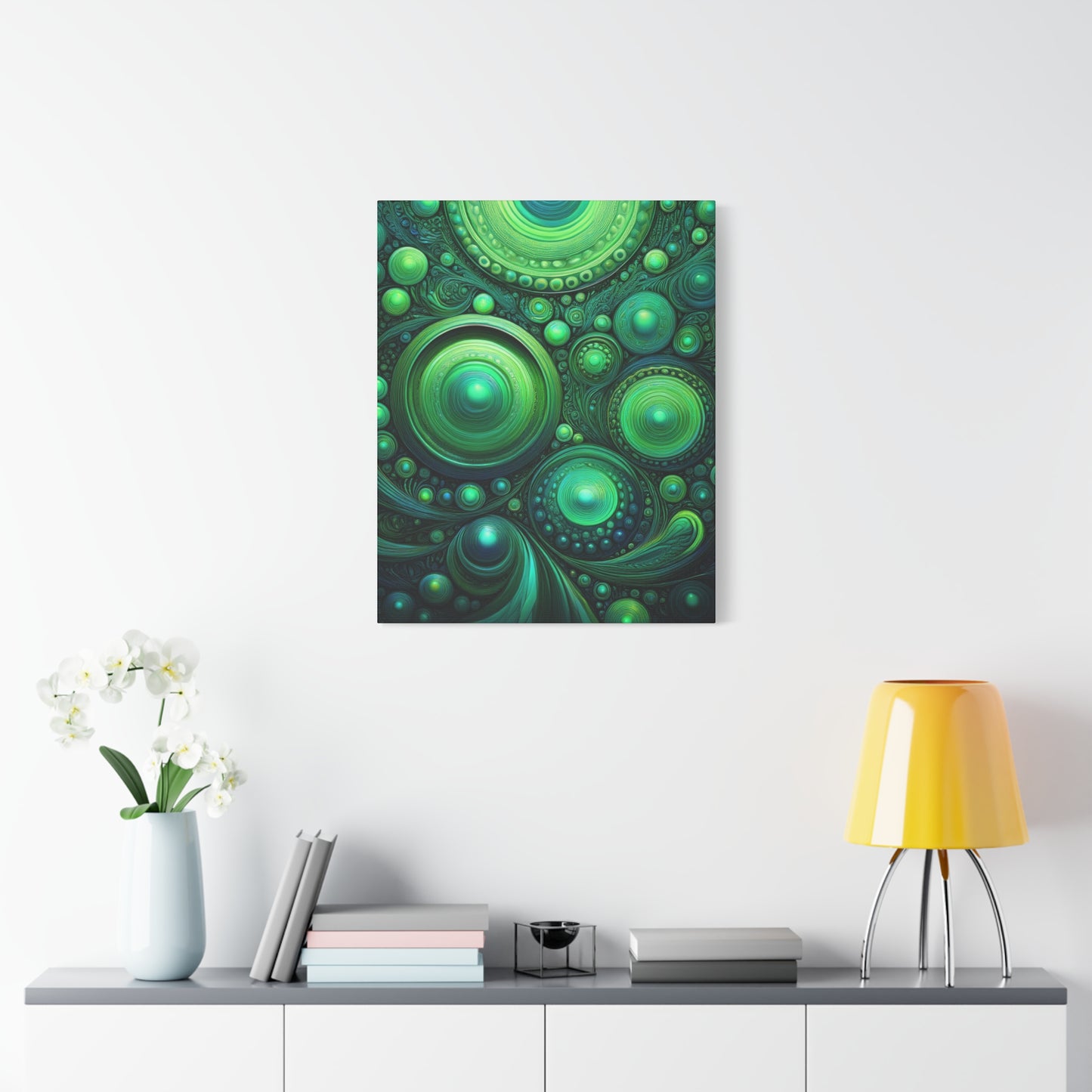 Verde Future Abstract Green Canvas Art - Stretched Matte Wall Decor