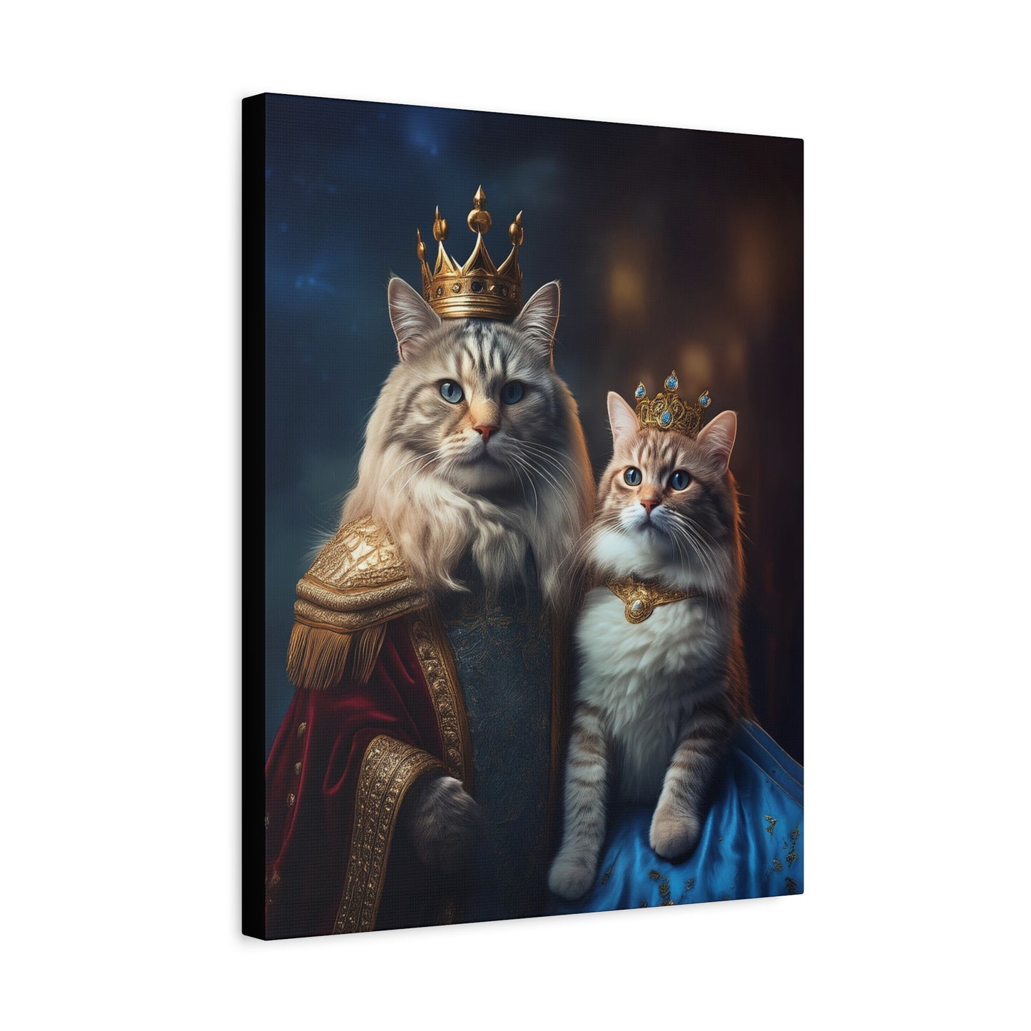 The Royal King and Queen of Meowsington Canvas Art | Stretched Matte Wall Decor 002