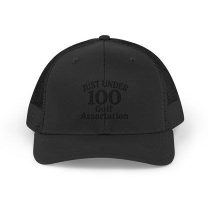 Just Under 100 Golf Trucker Hat – Embroidered Funny Golf Hat for Weekend Golfers and Casual Fairway Vibes. Black Letters