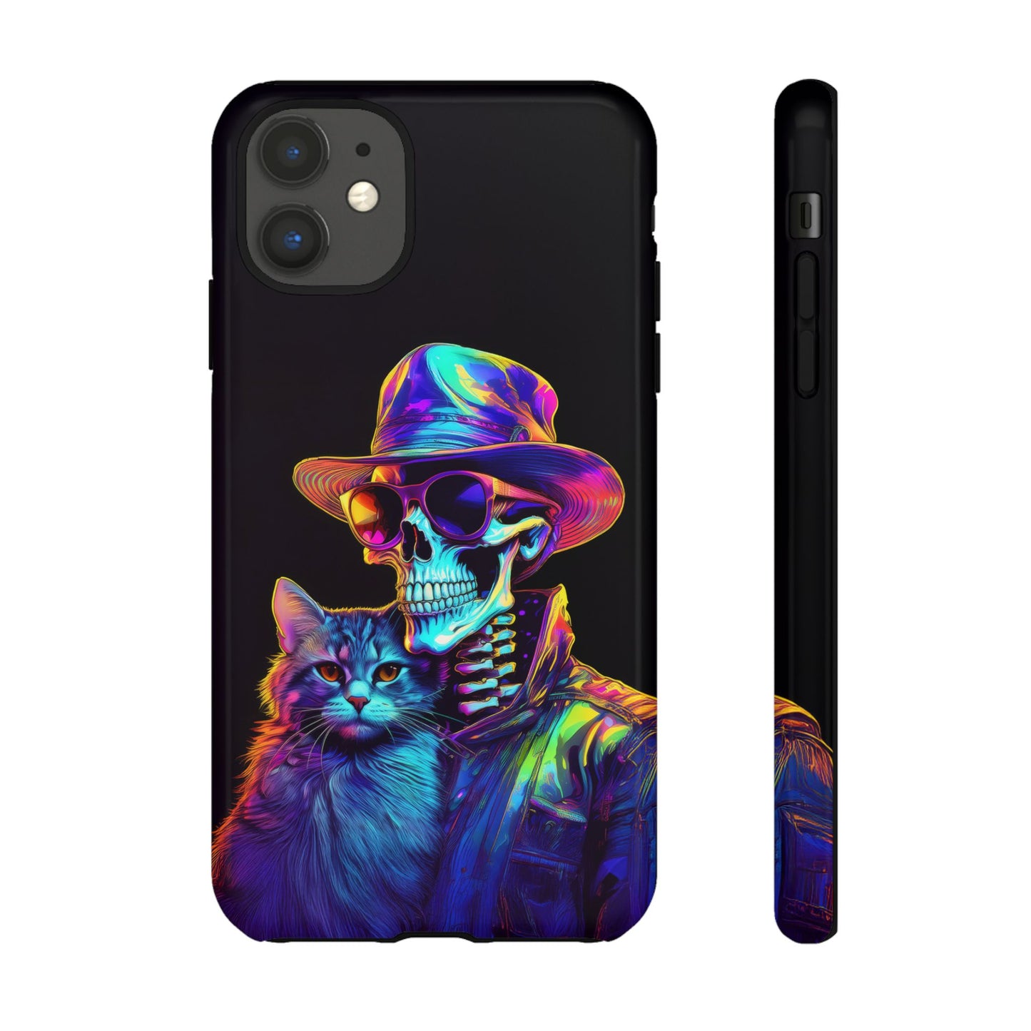 Skeleton holding a Cat Cell Phone Case 002