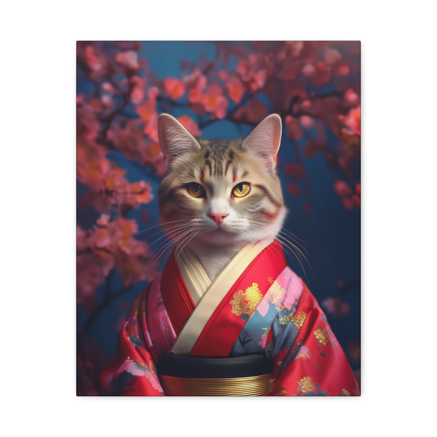 Cat Geisha Canvas Art | Stretched Matte Wall Decor 002