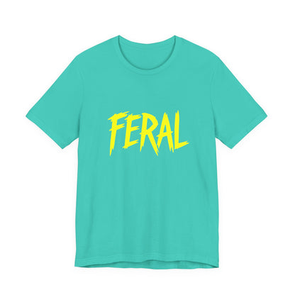 Colorful Design FERAL Shirt – Bright Yellow Chaos Tee for Women Who Are Loud, Wild, and Loving It. Unisex Jersey Short Sleeve Tee