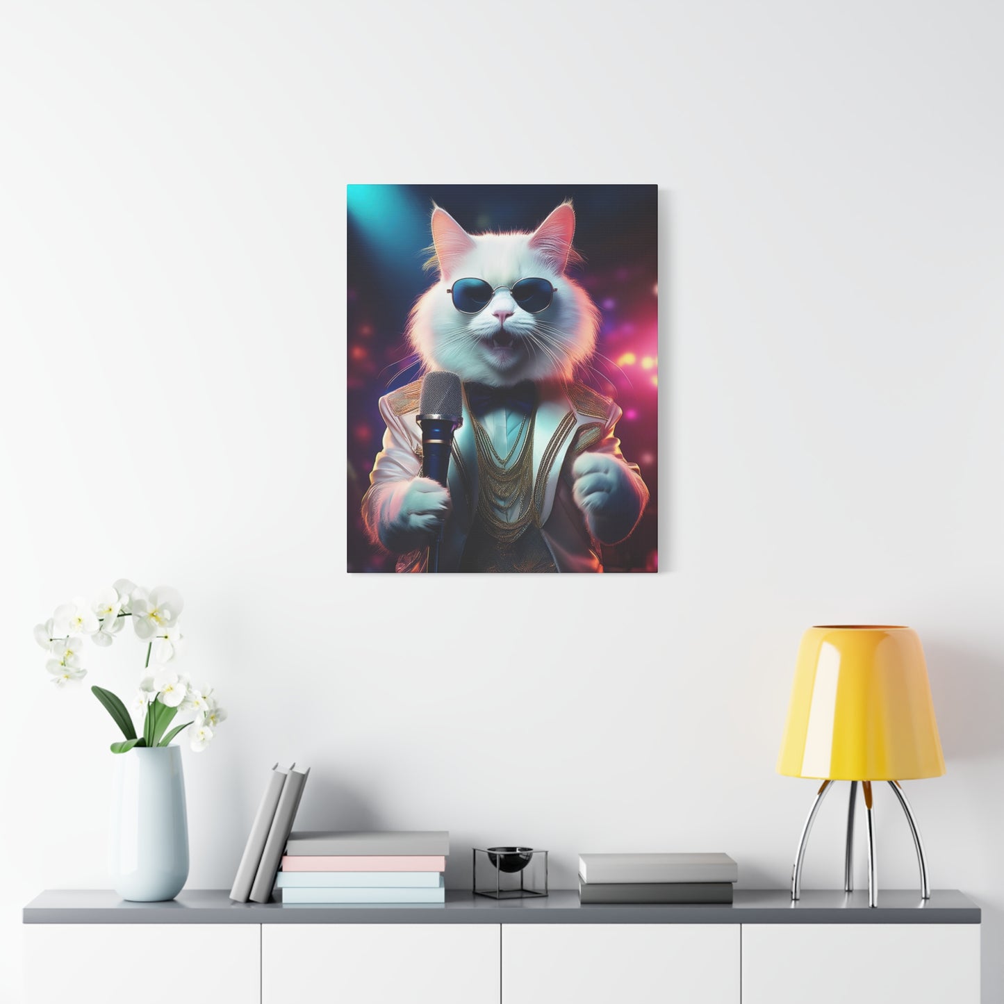 Purr-fectly Cool Lounge Cat Canvas Art | Stretched Matte Wall Decor 002