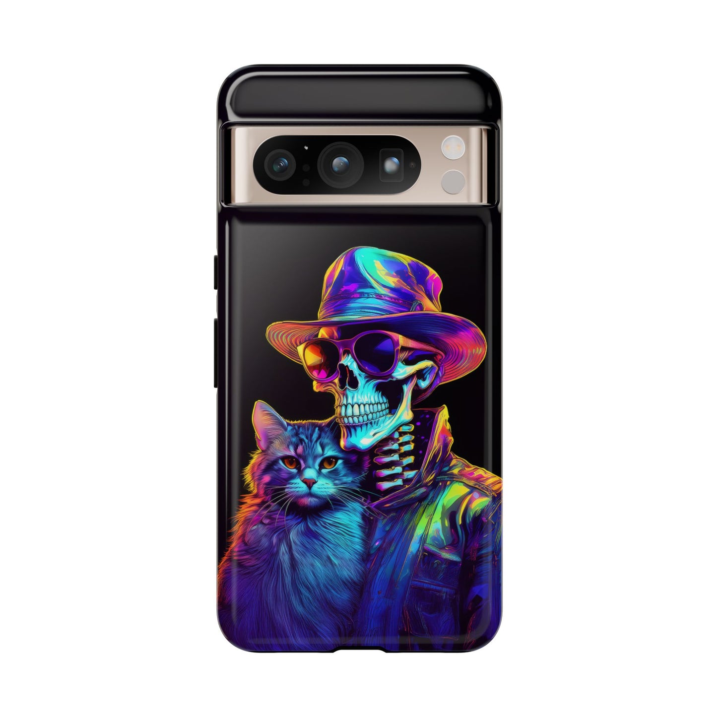 Skeleton holding a Cat Cell Phone Case 002