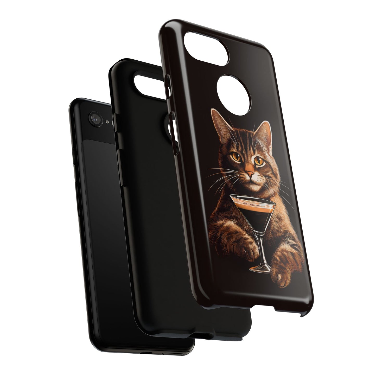 Sophisticated Cat with Espresso Martini Cell Phone Case 001