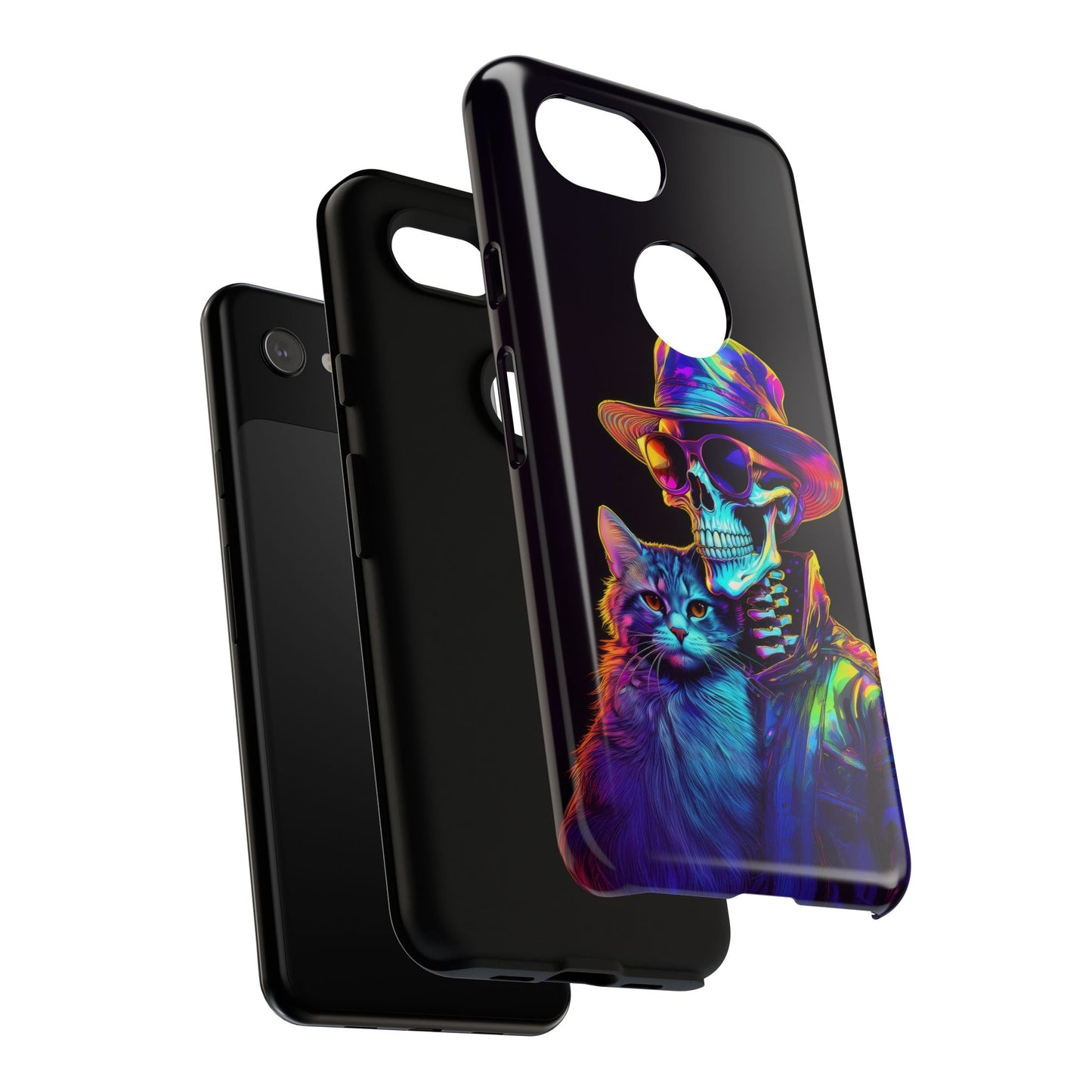 Skeleton holding a Cat Cell Phone Case 002