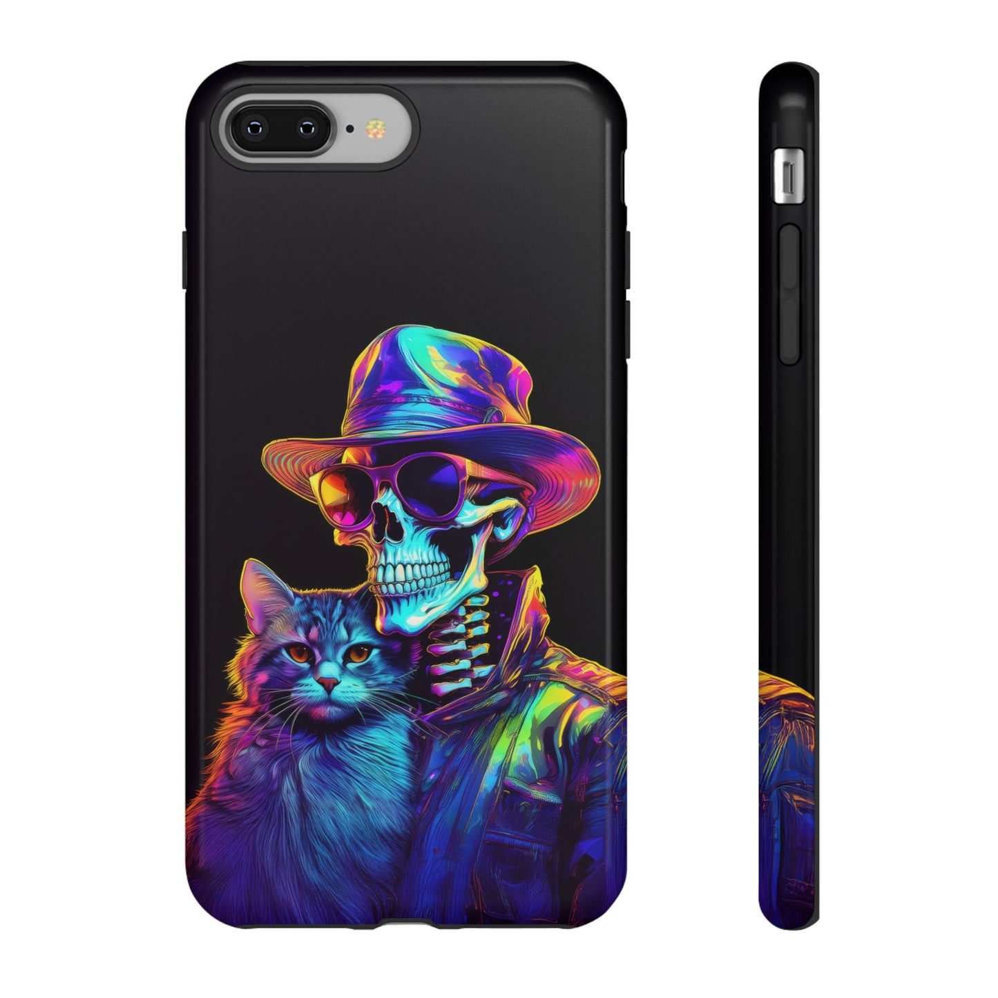 Skeleton holding a Cat Cell Phone Case 002