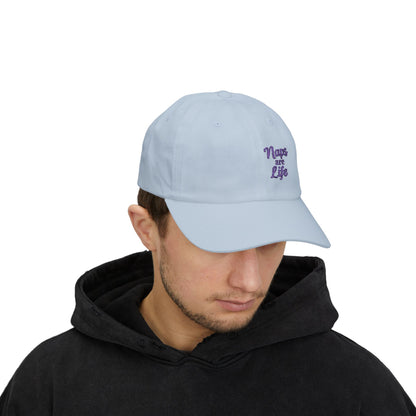 Naps Are Life Embroidered Classic Dad Hat – Cozy Comfort Hat for Nap Lovers, Rest Day Mood, and Chill Style. Purple Letters