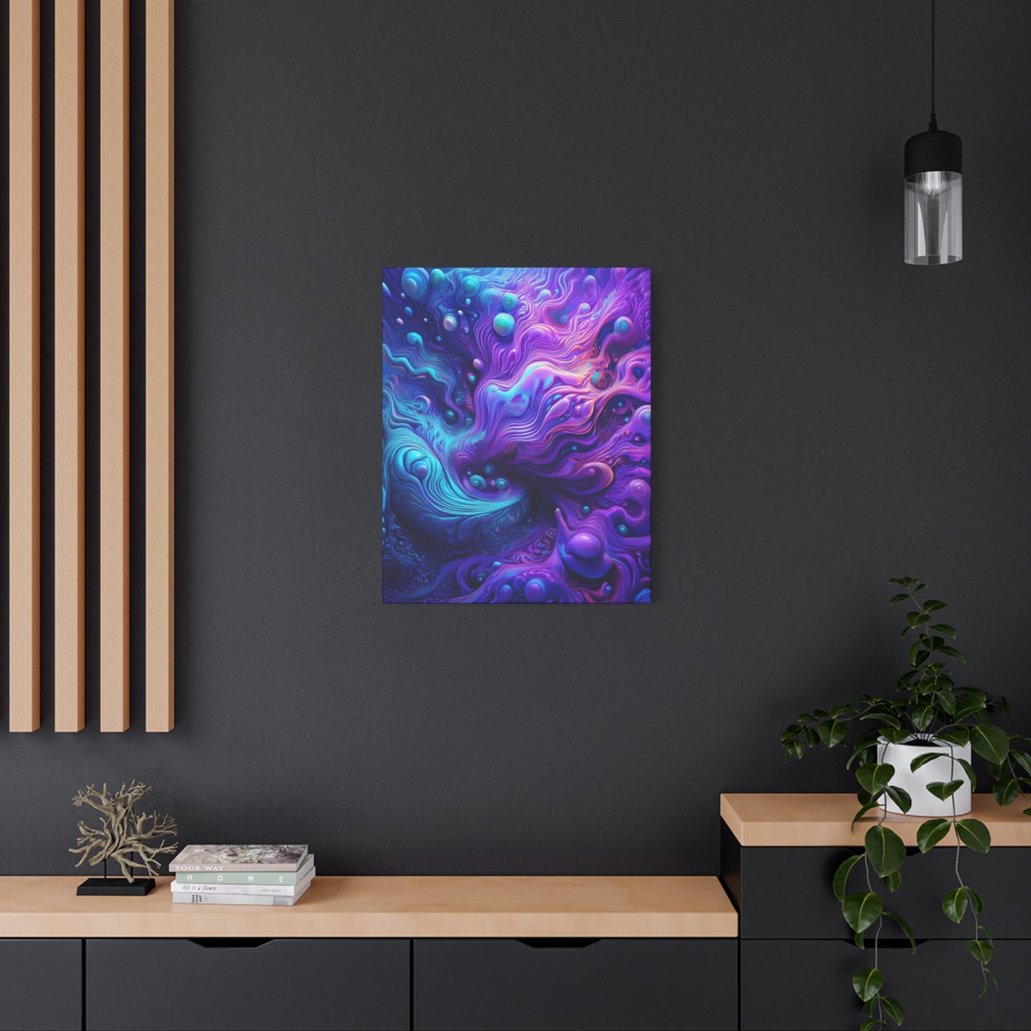 Ethereal Depths Vibrant Abstract Canvas Art - Matte Stretched Wall Decor