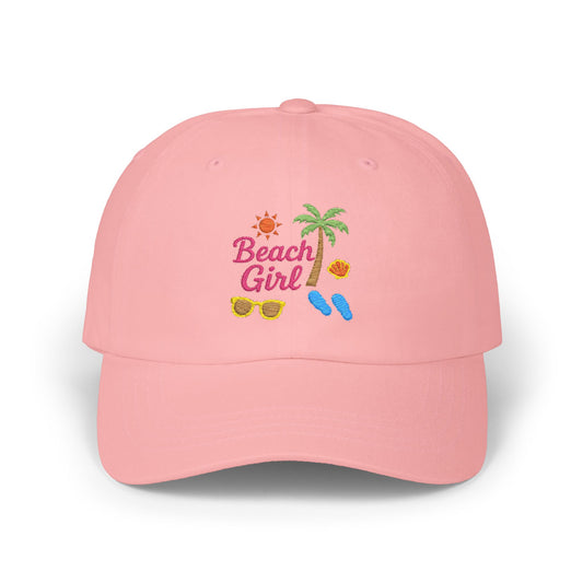 Beach Girl Classic Dad Hat – Embroidered Summer Hat for Ocean Lovers, Sun Seekers, and Coastal Cuties