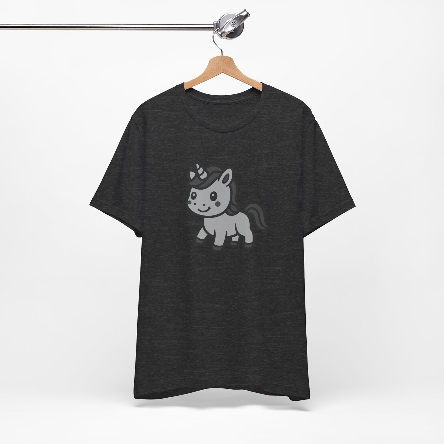 Cute Unicorn Graphic Tee Dark Theme – Kawaii Vector Design with Whimsical Charm
