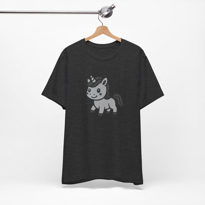 Cute Unicorn Graphic Tee Dark Theme – Kawaii Vector Design with Whimsical Charm