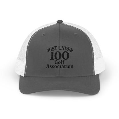 Just Under 100 Golf Trucker Hat – Embroidered Funny Golf Hat for Weekend Golfers and Casual Fairway Vibes. Black Letters