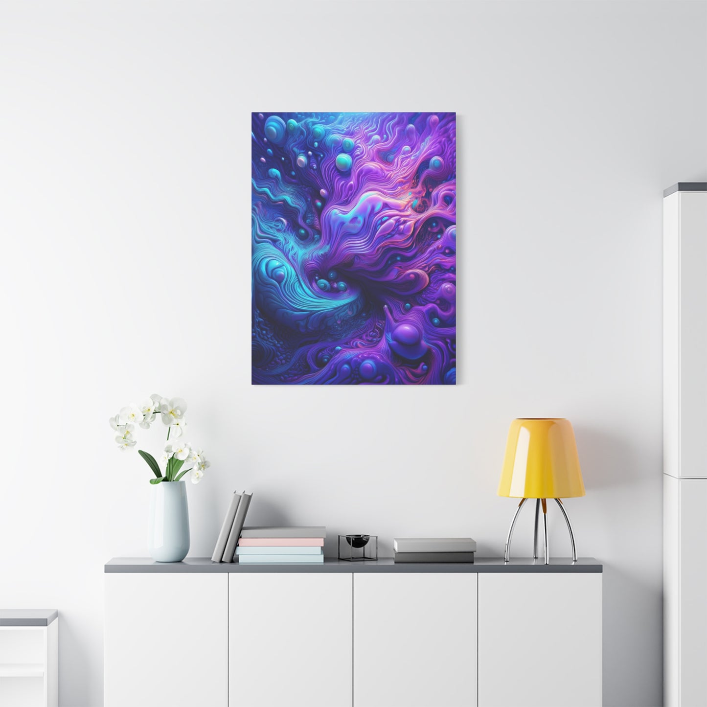 Ethereal Depths Vibrant Abstract Canvas Art - Matte Stretched Wall Decor