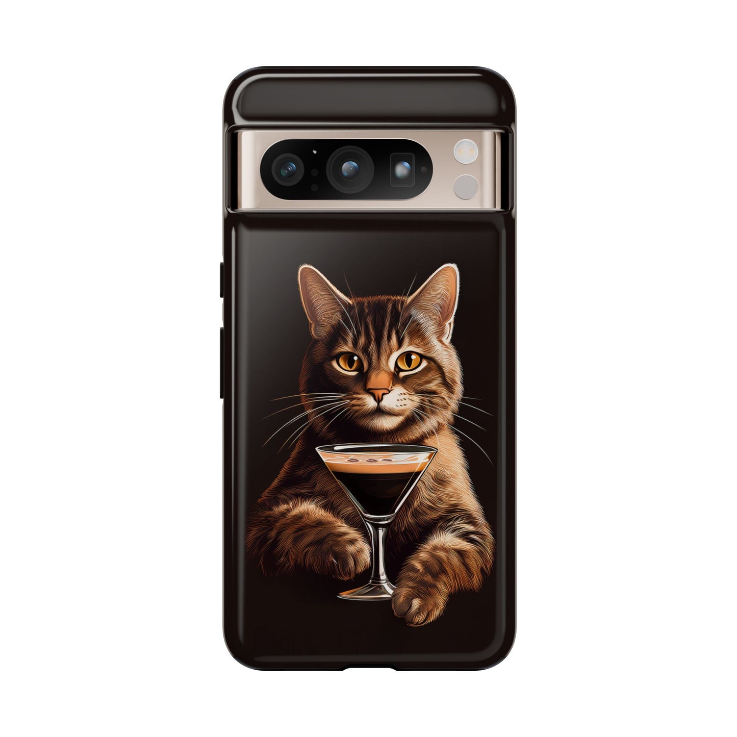 Sophisticated Cat with Espresso Martini Cell Phone Case 001