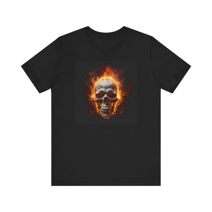 Flaming Skull Halloween Shirt – Intense Fire Skull Graphic Tee for Hardcore Spooky Season Style