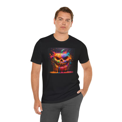 Neon Splatter Pumpkin Halloween Shirt – Vibrant Dripping Jack-o’-Lantern Graphic Tee for Bold Spooky Style