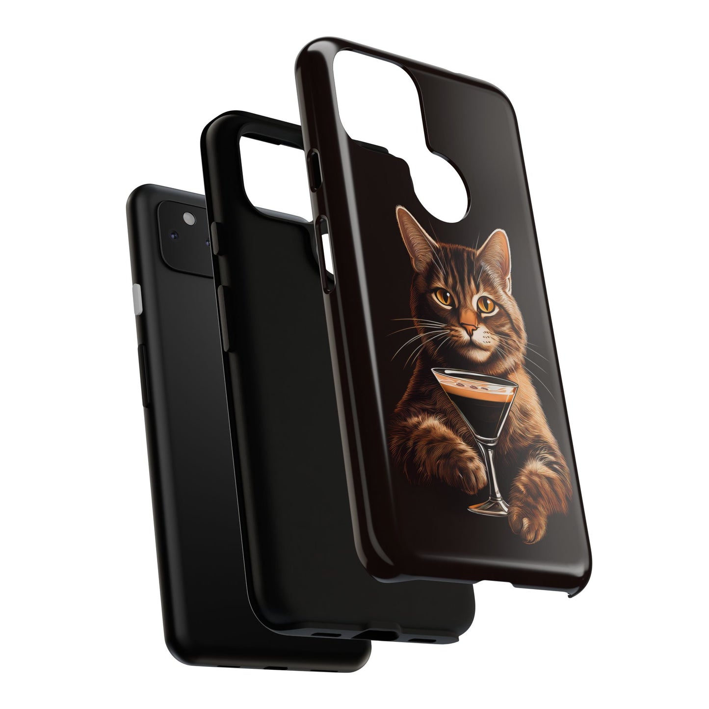 Sophisticated Cat with Espresso Martini Cell Phone Case 001