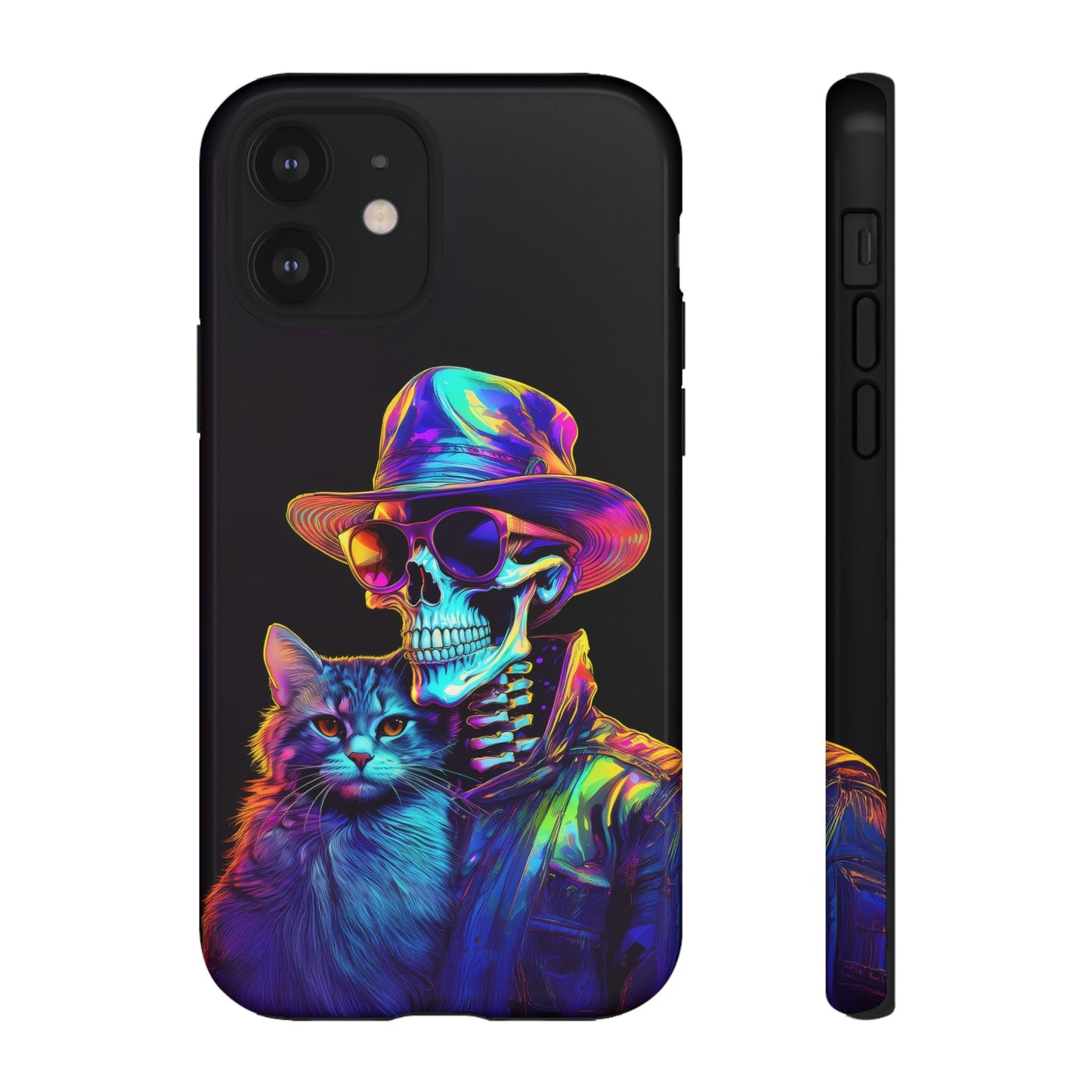 Skeleton holding a Cat Cell Phone Case 002