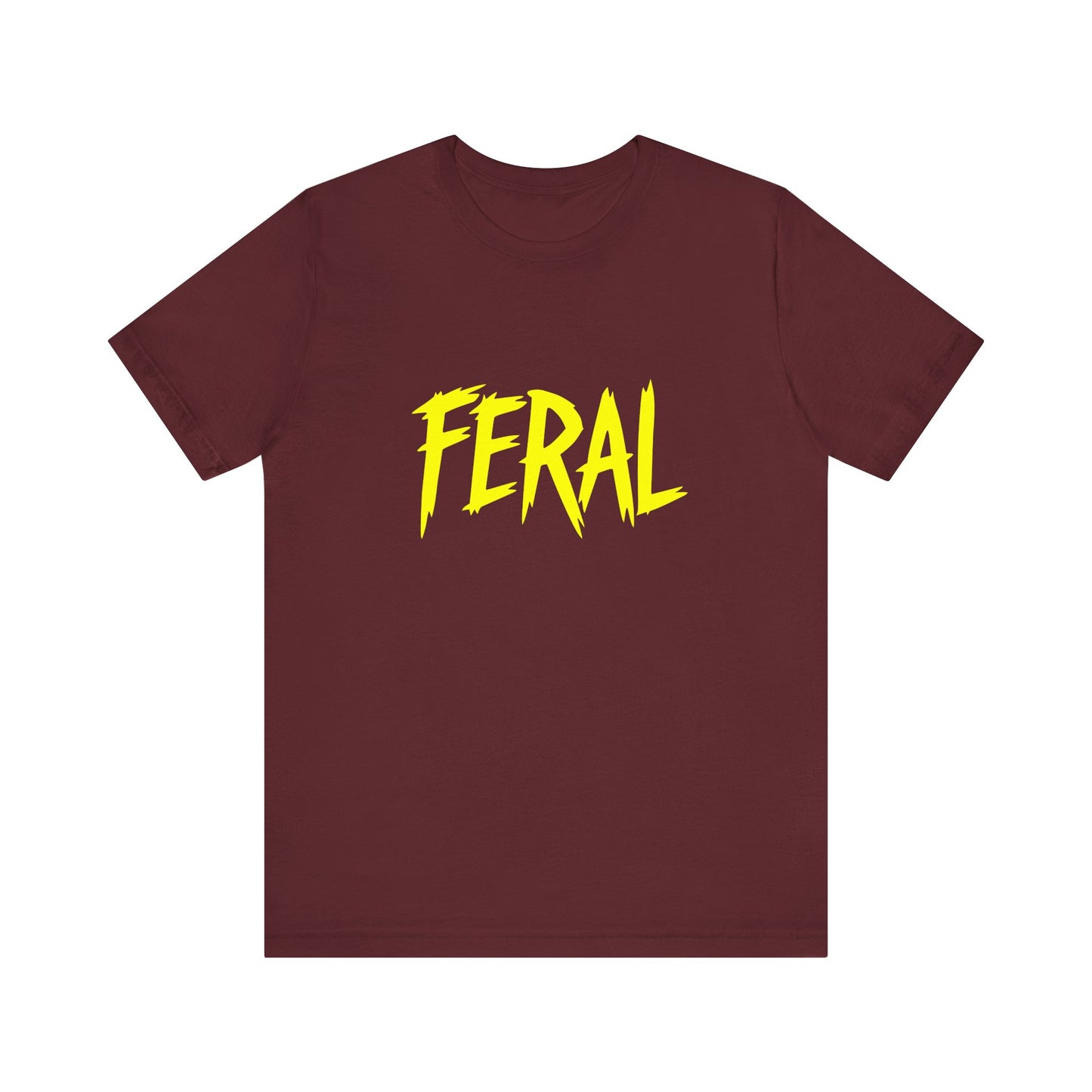 Colorful Design FERAL Shirt – Bright Yellow Chaos Tee for Women Who Are Loud, Wild, and Loving It. Unisex Jersey Short Sleeve Tee