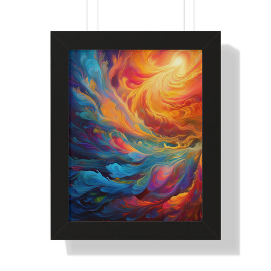 Fury of the Gods - Natures Wrath Abstract Framed Vertical Poster - Colorful Wall Art for Home Decor