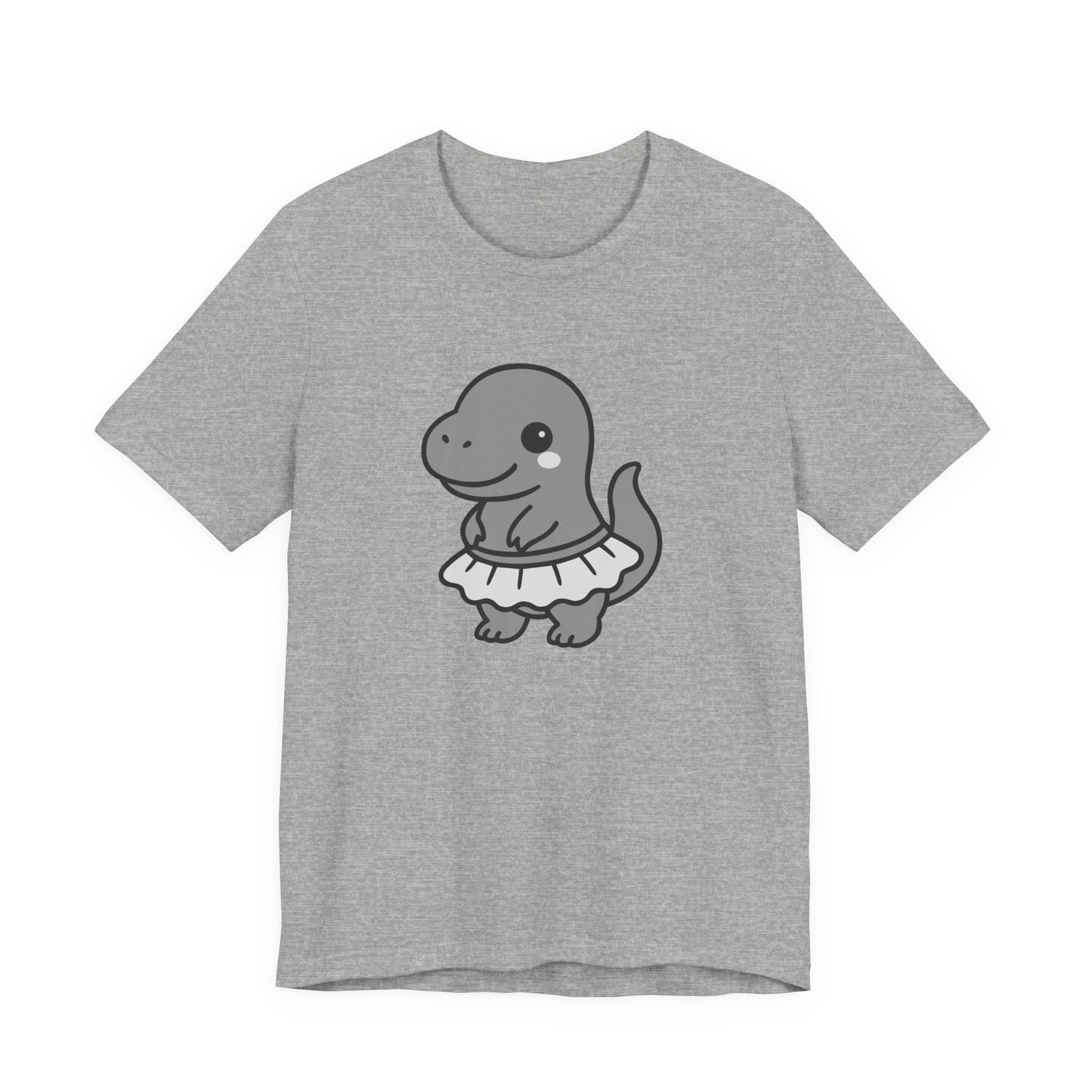 Kawaii T-Rex Dancer Graphic Tee Dark Theme – Cute Dinosaur in Skirt Vector Design
