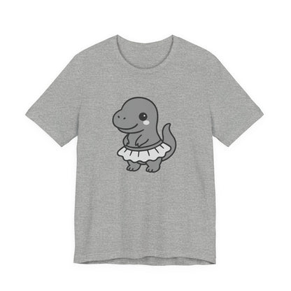 Kawaii T-Rex Dancer Graphic Tee Dark Theme – Cute Dinosaur in Skirt Vector Design