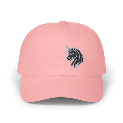Angry Unicorn Classic Dad Hat – Embroidered Gothic Fantasy Hat with Red Eyes and Fierce Horned Design