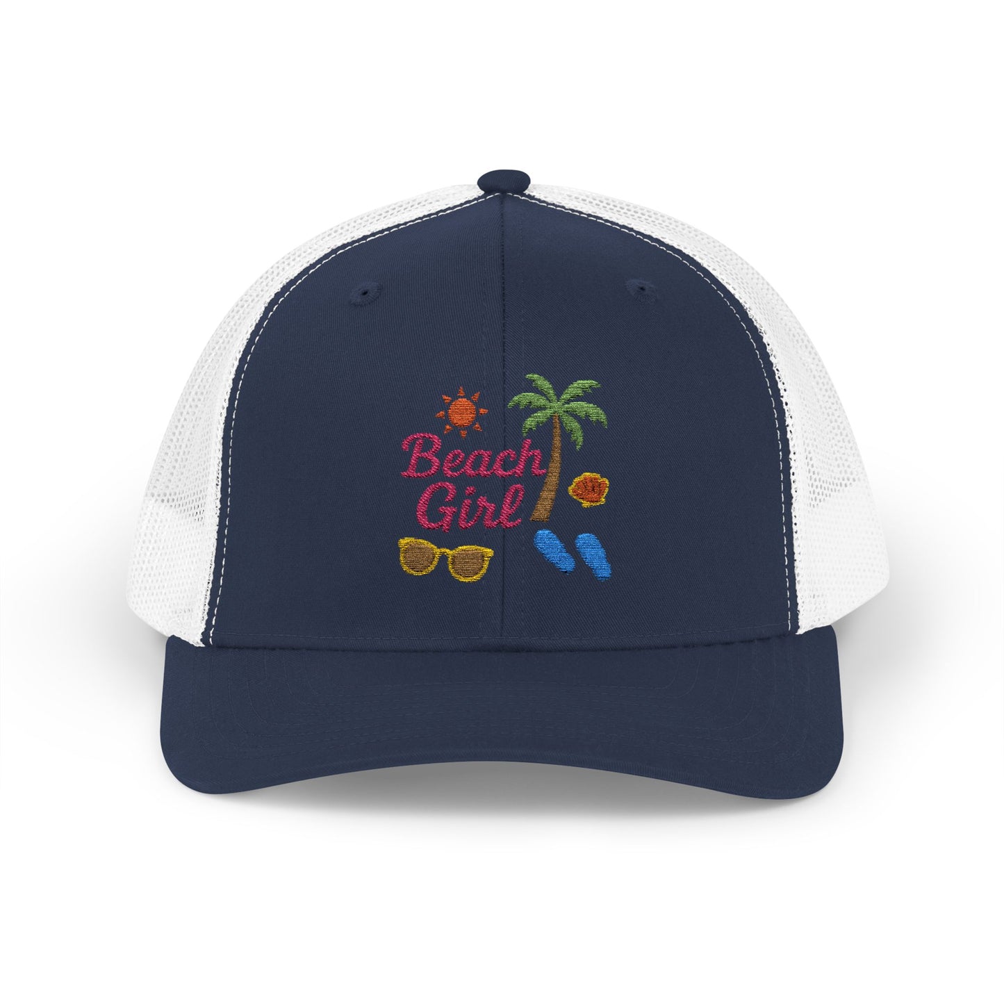 Beach Girl Trucker Hat – Embroidered Summer Vibes Hat for Coastal Queens