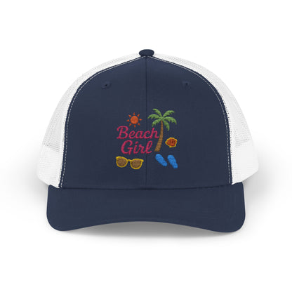 Beach Girl Trucker Hat – Embroidered Summer Vibes Hat for Coastal Queens