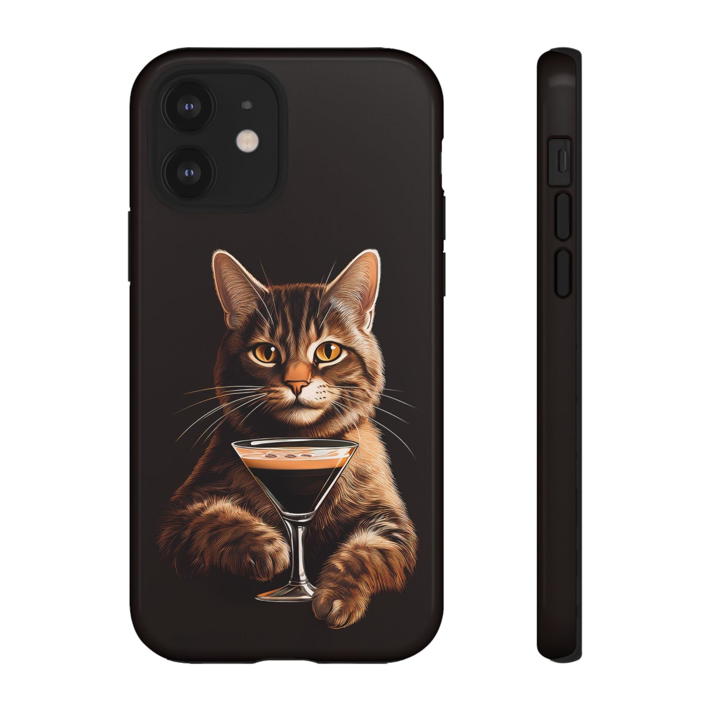 Sophisticated Cat with Espresso Martini Cell Phone Case 001