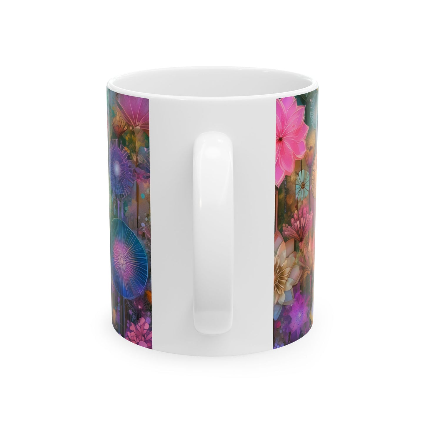 Flower Collage Ceramic Mug, (11oz, 15oz)