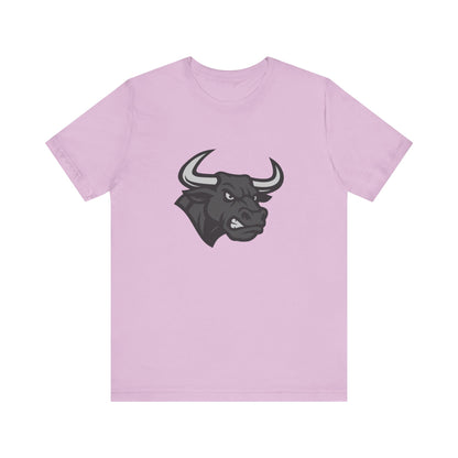 Angry Bull Graphic T-Shirt – Dark Theme Grayscale Bull Head Design on Black Tee for Streetwear, Gym, or Bold Urban Style. Unisex Jersey Short Sleeve Tee