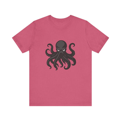 Dark Theme Octopus Graphic T-Shirt – Fierce Grayscale Tentacle Design on Black Tee with Bold Energy and Modern Ghost Effect. Unisex Jersey Short Sleeve Tee