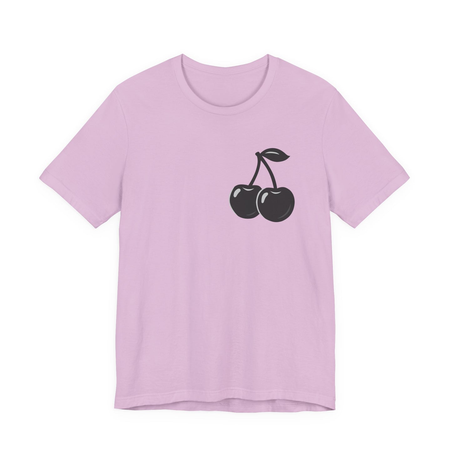 Dark Cherry Graphic T-Shirt – Minimal Dark Theme Grayscale Fruit Design on Black Tee with Subtle Style and Modern Ghost Effect. Unisex Jersey Short Sleeve Tee