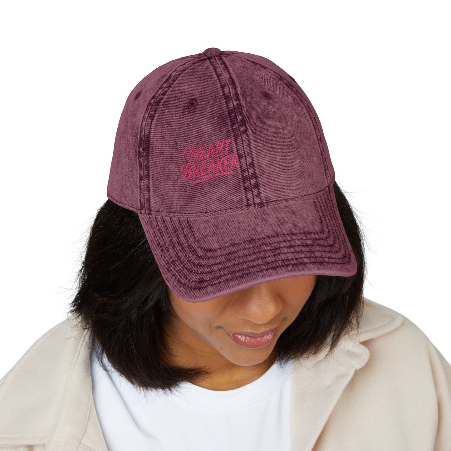 Heartbreaker Vintage Hat – Bold Baseball Hat with Retro Script and Broken Heart Design for Confident Rule-Breakers