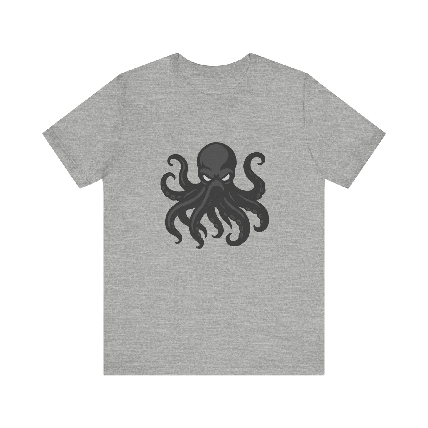 Dark Theme Octopus Graphic T-Shirt – Fierce Grayscale Tentacle Design on Black Tee with Bold Energy and Modern Ghost Effect. Unisex Jersey Short Sleeve Tee
