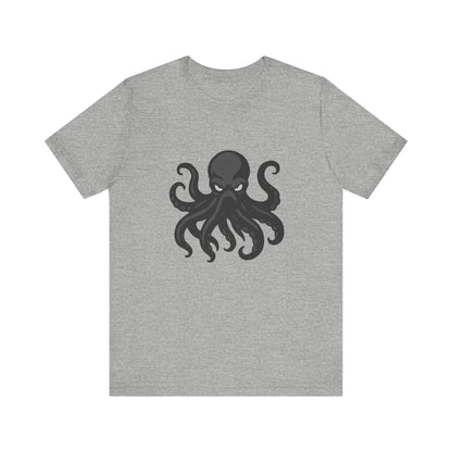 Dark Theme Octopus Graphic T-Shirt – Fierce Grayscale Tentacle Design on Black Tee with Bold Energy and Modern Ghost Effect. Unisex Jersey Short Sleeve Tee