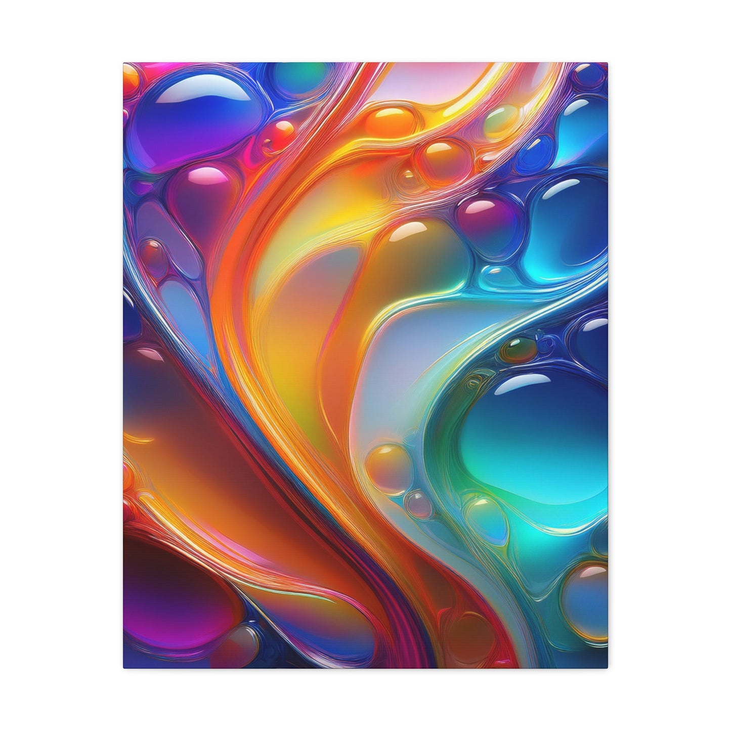 Flowing Glass Abstract Art Canvas Print - Colorful Fluid Design, Stretched Wall Decor