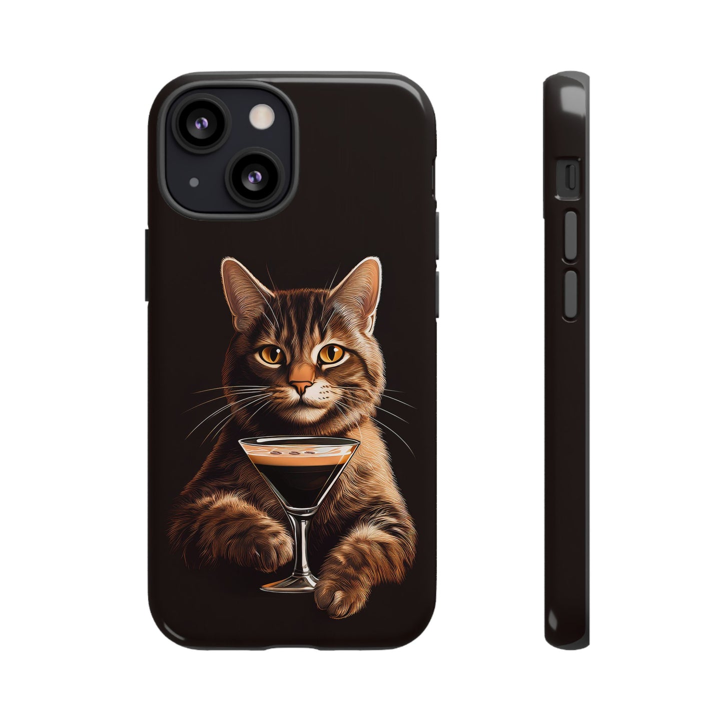 Sophisticated Cat with Espresso Martini Cell Phone Case 001