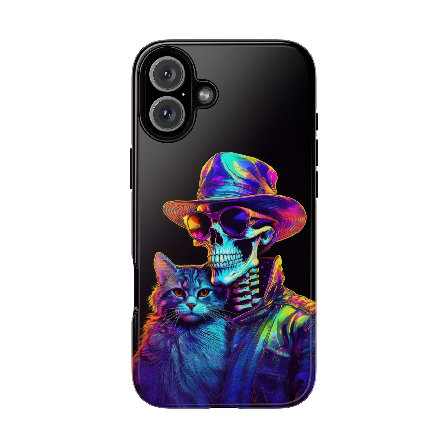 Skeleton holding a Cat Cell Phone Case 002